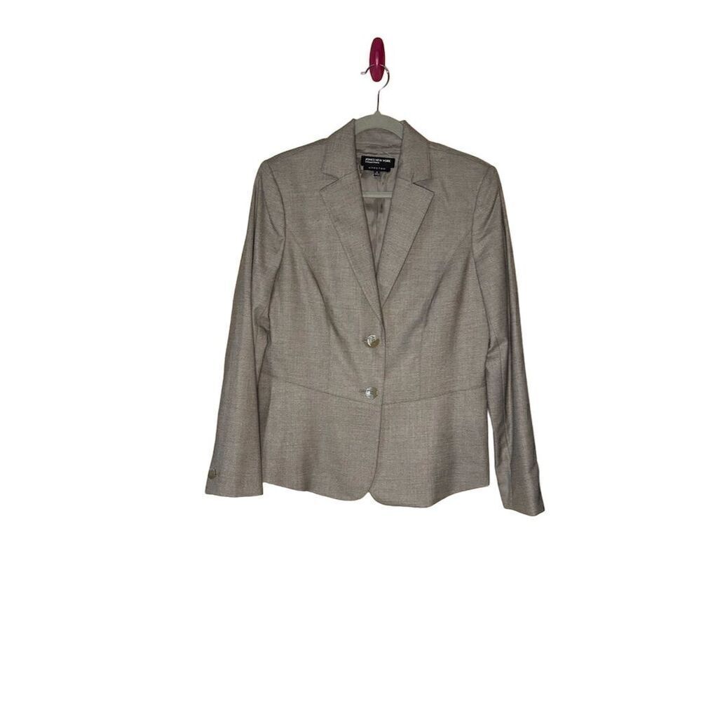 Jones New York Women's Blazer Jacket Size 12 Brown Single-Button Tailored Fit